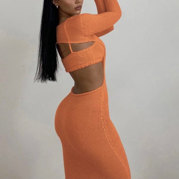 2PC Backless Knit Dress - Picture 3 of 12